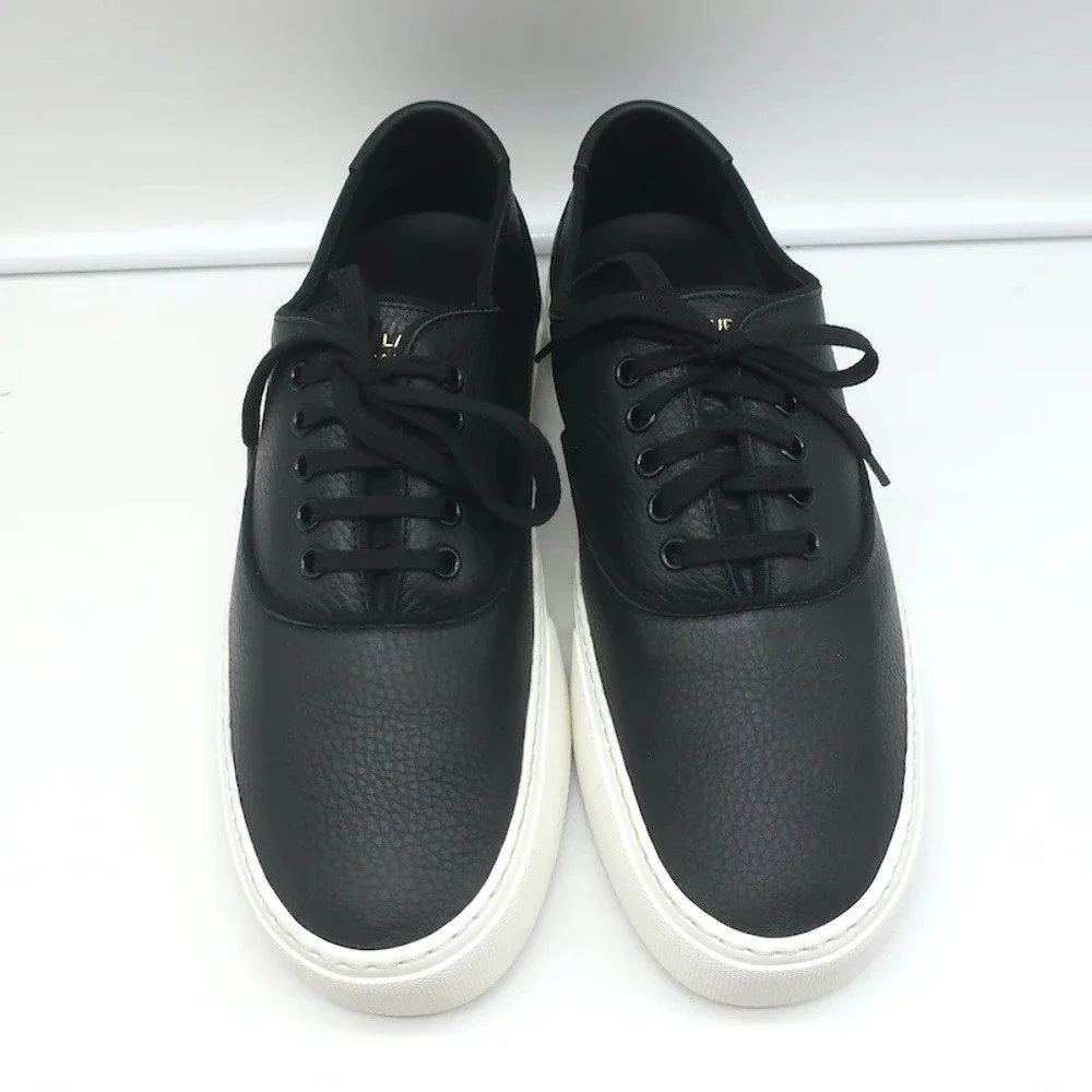 Saint Laurent Venice Low Top Sneakers Black Grained Leather Size 43.5 NEW - Picture 4 of 11